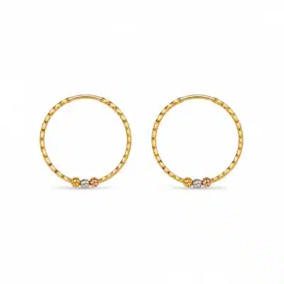 گوشواره طلا حلقه‌ای گوی دار زنانه E05506